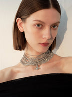 Starlight Layers Rhinestone Chain Choker Necklace