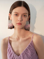 Crystal Bloom Feather Earrings