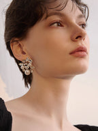 Crystal Pearl Cluster Vintage Earrings