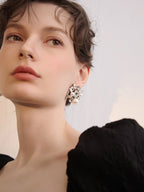 Crystal Pearl Cluster Vintage Earrings