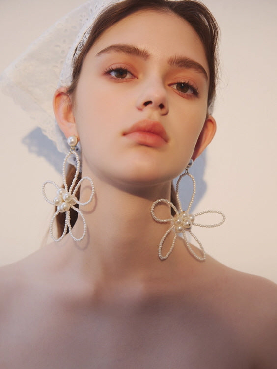 Fairy Bloom Oversized Pearl Flower Earrings