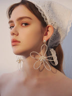 Fairy Bloom Oversized Pearl Flower Earrings