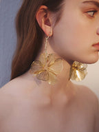Golden Bloom Statement Flower Earrings