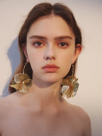 Golden Bloom Statement Flower Earrings