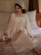 Moonlight Vintage Lace Long Nightgown