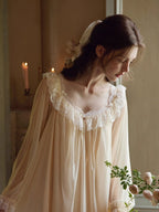Golden Glow Vintage Lace Nightgown