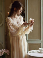 Golden Glow Vintage Lace Nightgown