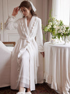 Romantic White Ruffle Long Robe