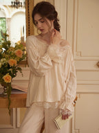 Vintage Lace Trim Romantic Loungewear Set