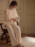 Vintage Lace Trim Romantic Loungewear Set