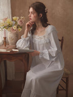 Romantic Ruffle Lace Long Nightgown