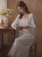 Romantic Ruffle Lace Long Nightgown
