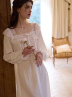 Romantic Ruffle Lace Long Nightgown