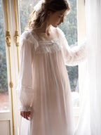 Romantic Ruffle Lace Long Nightgown