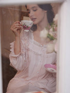 Blush Pink Lace Ruffle Pajama Set