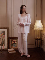 Blush Pink Lace Ruffle Pajama Set