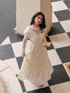 Vintage Cream Lace Ruffle Dress