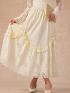 Vintage Cream Lace Ruffle Dress
