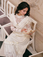 Vintage Cream Lace Ruffle Dress