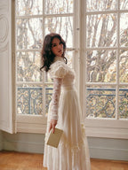 Vintage Cream Lace Ruffle Dress