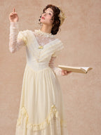 Vintage Cream Lace Ruffle Dress
