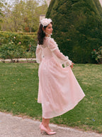 Romantic Pink Lace Vintage Dress