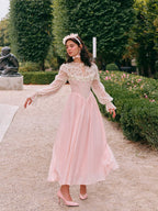 Romantic Pink Lace Vintage Dress