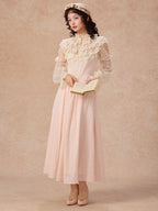 Romantic Pink Lace Vintage Dress