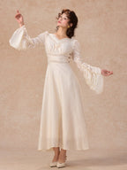 Romantic Ivory Long Sleeve Vintage Dress