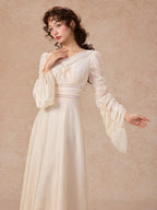 Romantic Ivory Long Sleeve Vintage Dress