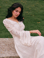 Romantic Ivory Long Sleeve Vintage Dress