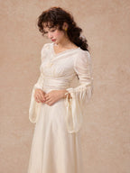Romantic Ivory Long Sleeve Vintage Dress