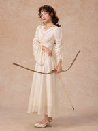 Romantic Ivory Long Sleeve Vintage Dress