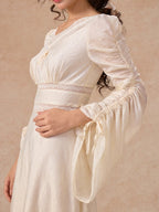 Romantic Ivory Long Sleeve Vintage Dress