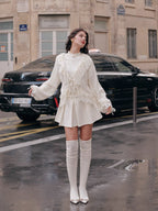Romantic Ivory Lace Trim Cardigan