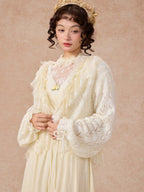 Romantic Ivory Lace Trim Cardigan