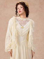 Romantic Ivory Lace Trim Cardigan