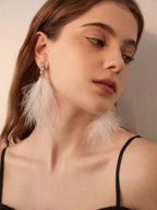 Romantic White Feather Statement Earrings