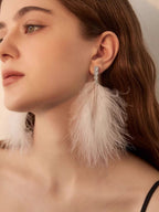 Romantic White Feather Statement Earrings