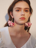 Romantic Rose Bloom Hoop Earrings