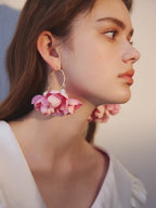 Romantic Rose Bloom Hoop Earrings