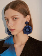 Romantic Blue Bloom Fabric Earrings