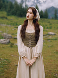 Rustic Fairytale Dress with Lace-Up Vest Set