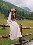 Rustic Fairytale Dress with Lace-Up Vest Set