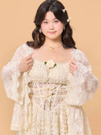 Ivory Lace Rose Fairytale Plus Size Dress
