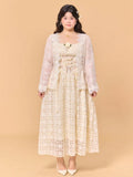 Ivory Lace Rose Fairytale Plus Size Dress