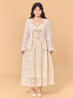 Ivory Lace Rose Fairytale Plus Size Dress