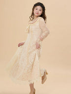Vintage Lace Ruffle Long Dress