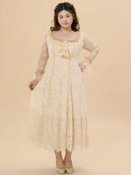 Vintage Lace Ruffle Long Dress