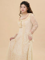Vintage Lace Ruffle Long Dress